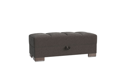 52" Dark Gray and Brown Chenille Tufted Storage Ottoman