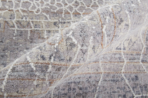 7' X 9' Gray And Ivory Floral Power Loom Distressed Stain Resistant Area Rug