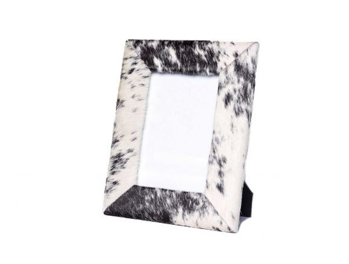 4" x 6" Black and White Cowhide Picture Frame