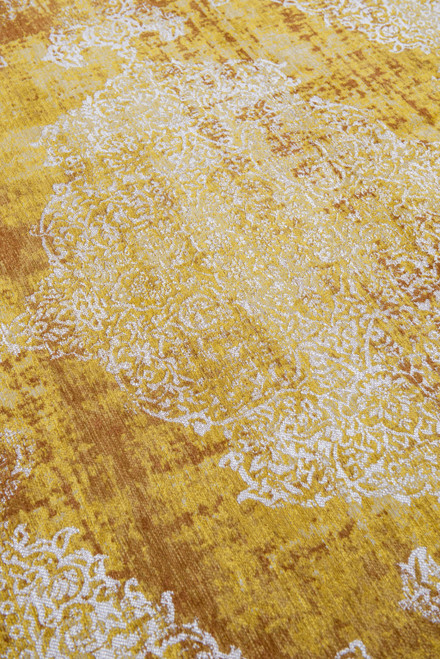 9' X 13' Yellow and Brown Oriental Non Skid Area Rug