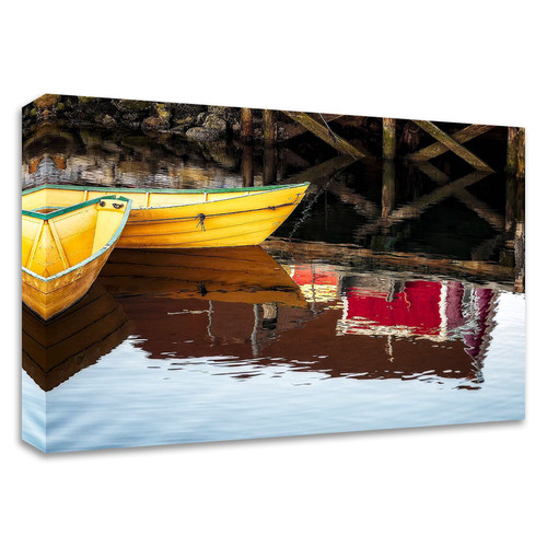 "Dories And Reflection" Wrapped Canvas Print Wall Art