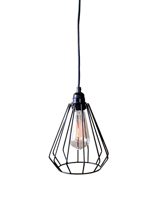 Lainie 1-Light Black Adjustable Cord 7-Inch Edison Pendant Lamp With Bulb