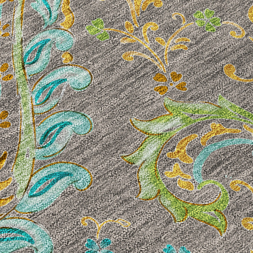 3' X 4' Taupe Paisley Washable Non Skid Indoor Outdoor Area Rug