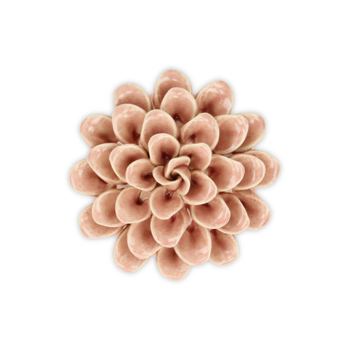 3" Pink Ceramic Blooming Flower Sculpture