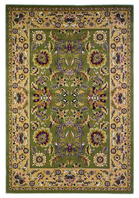 2' x 8' Green or Taupe Traditional Bordered Runner Rug
