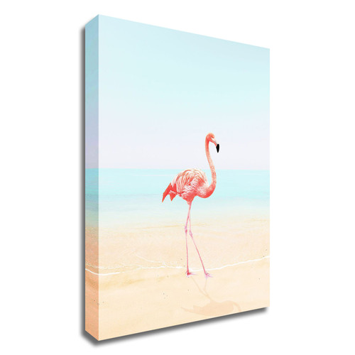 "Flamingo On The Beach Ii" Wrapped Canvas Print Wall Art