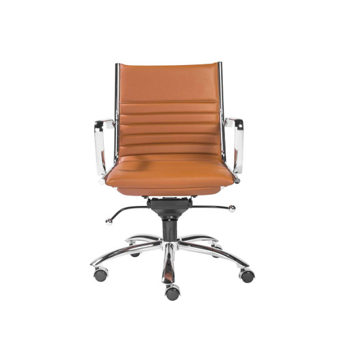 27.01" X 25.04" X 38" Low Back Office Chair in Cognac with Chrome Base