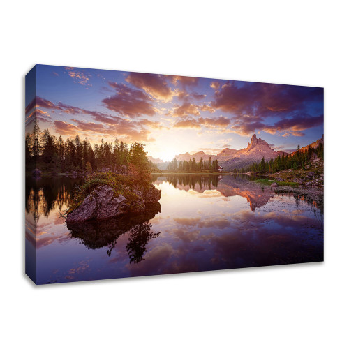 Sunrise On Lago Di Federa 3 Wrapped Canvas Print Wall Art