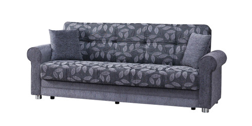 89" Gray Chenille Convertible Futon Sleeper Sofa And Toss Pillows With Storage