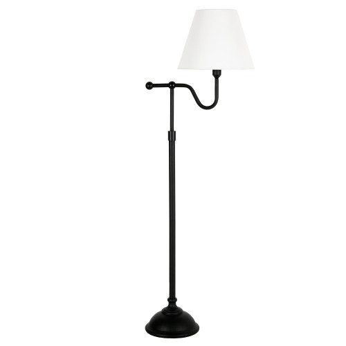 63" Black Swing Arm Floor Lamp With White Frosted Glass Empire Shade