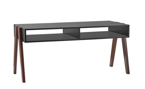 Modern Retro Black and Walnut Finish Coffee Table