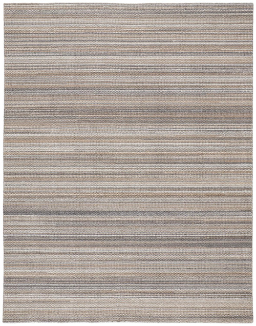 9' X 12' Brown And Taupe Wool Hand Woven Stain Resistant Area Rug