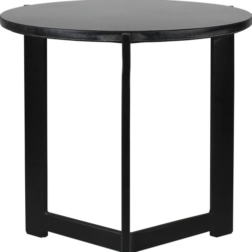 19" Black Aluminum And Brass Round End Table