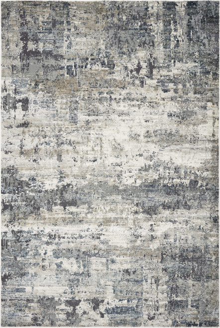 8' Ivory Teal Machine Woven Abstract Splatter Indoor Runner Rug