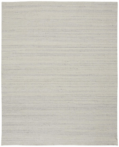 10' X 14' Ivory And Gray Wool Hand Woven Stain Resistant Area Rug