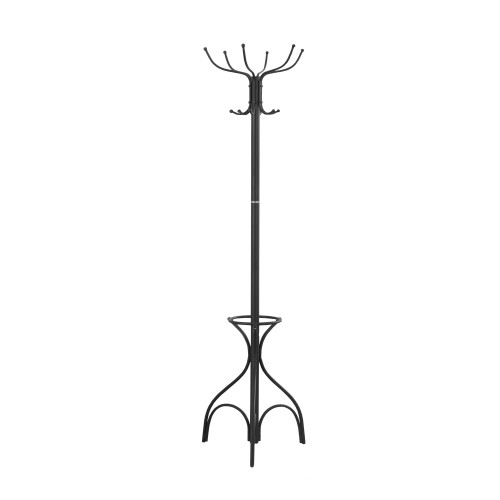 18" x 18" x 70" Black Metal Coat Rack