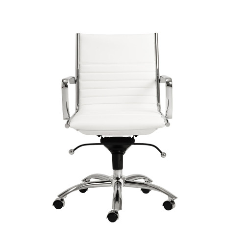 27.01" X 25.04" X 38" Low Back Office Chair in White with Chromed Steel Base