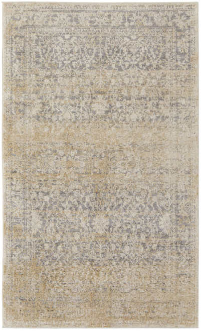 5' X 8' Gray And Ivory Abstract Power Loom Distressed Area Rug