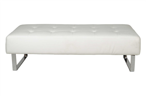 52" X 24" X 16" White Faux Leather Bench