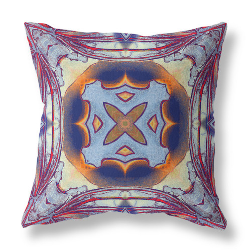 20"x20" Purple Peach Indigo Muted Yellow Zippered Broadcloth Geometric Throw Pillow