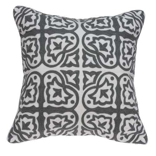 20" x 7" x 20" Traditional Gray and White Pillow Cover With Down Insert
