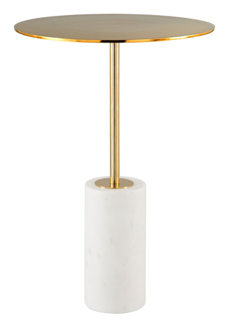 23" White And Gold Steel Round End Table