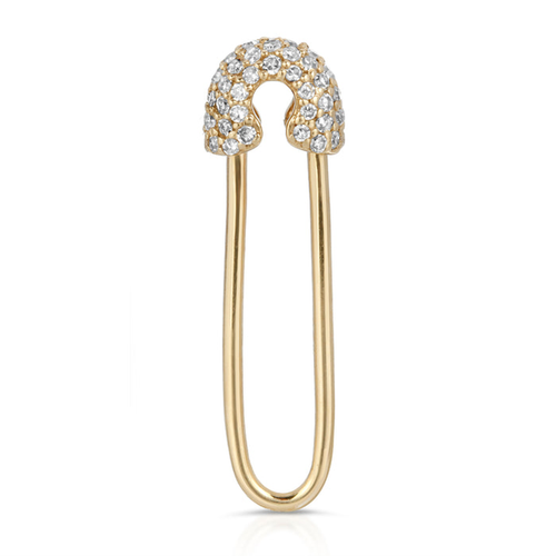 DIAMOND AND 14K GOLD SAFETY PIN EARRING