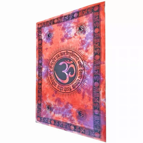 Aum Shanti Yoga Brushstroke Art Geometric Wall Tapestry