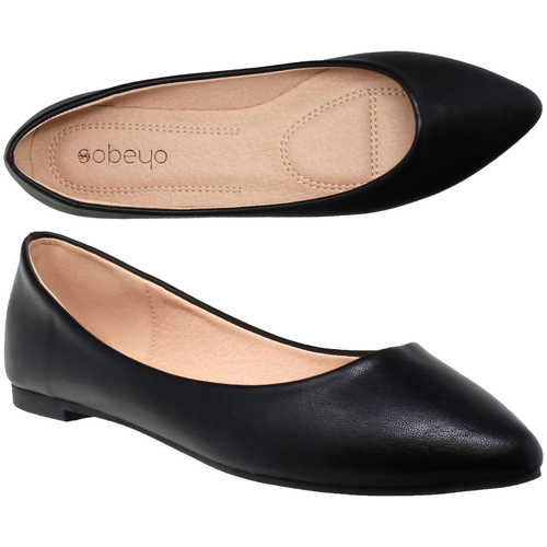 SOBEYO Womens Ballet Flats Pointed Toe Slip On Cushioned Closed Toe Shoes