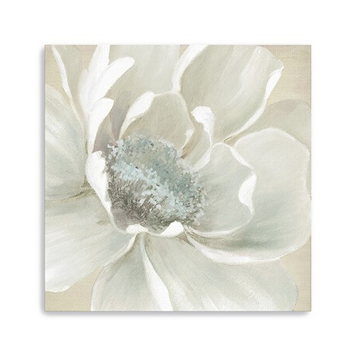 Homeroots Home Decor 40" Soft Winter Flower Canvas Wall Art, Soft Ivory, 40x20x1.25 Inches