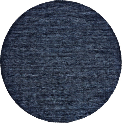 8' Blue Round Wool Hand Woven Area Rug