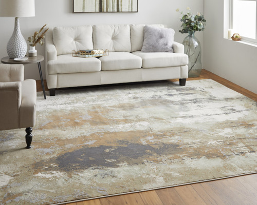 4' X 6' Purple and Orange Abstract Power Loom Area Rug