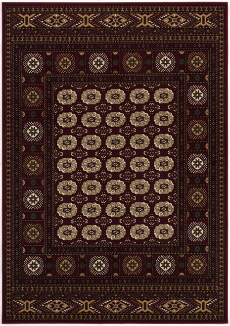 4' X 6' Red and Ivory Floral Medallion Power Loom Area Rug