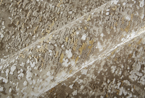 7' X 10' Gold and Ivory Abstract Area Rug With Fringe