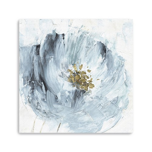 Homeroots Home Decor 40" x 40" Watercolor Abstract Gray Blue Flower Canvas Wall Art, Gray Blue, Oversized