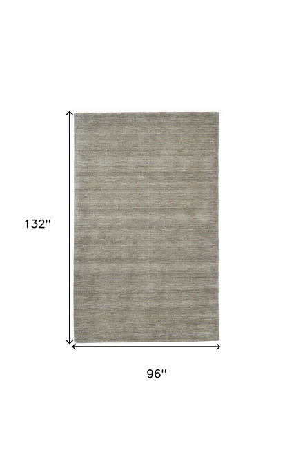 8' X 11' Gray and Ivory Wool Hand Woven Area Rug