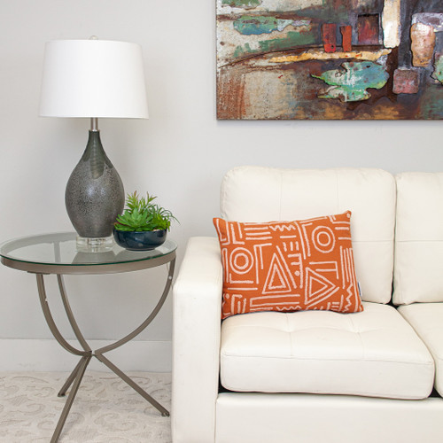 Parkland Collection Transitional Geometric Orange Pillow