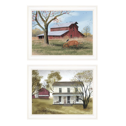Homeroots Home Decor Set Of Two End Of Summer 1 White Framed Print Wall Art, White, Set of 2