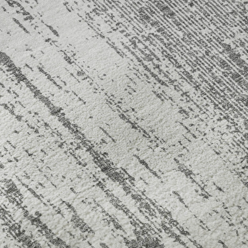 3' X 5' Gray And Ivory Striped Washable Area Rug With UV Protection