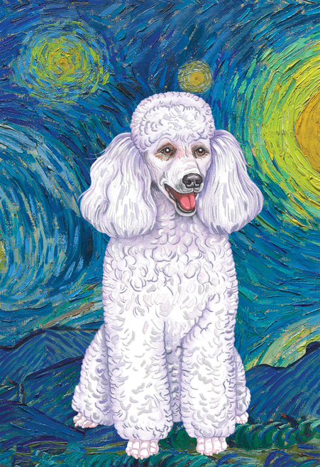 Poodle White- Tomoyo Pitcher Van Gogh Garden Flag