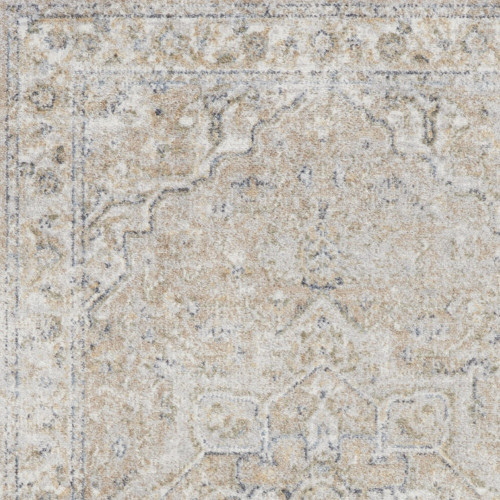 2' X 4' Beige And Ivory Floral Medallion Washable Area Rug