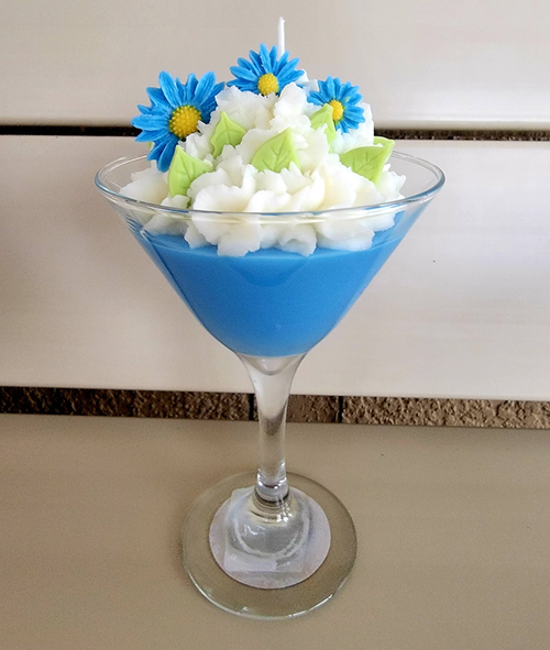 Martini themed soy wax candle