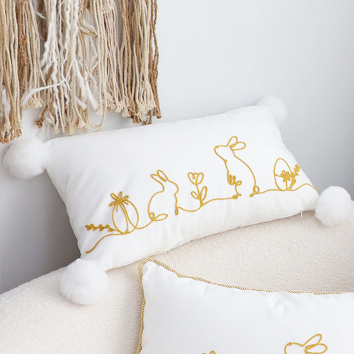 Whimsical Bunny Embroide Pillowcase