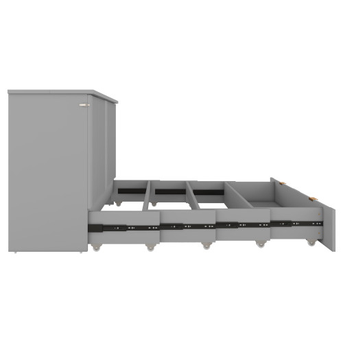 Gray Wood Full Murphy Bed With USB