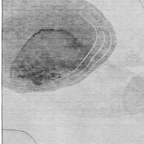9' X 12' Gray And Ivory Abstract Washable Area Rug With UV Protection