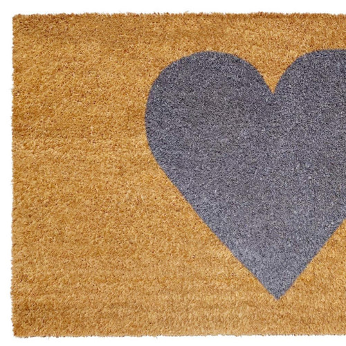 30" X 48" Brown And Gray Heart Outdoor Coir Door Mat