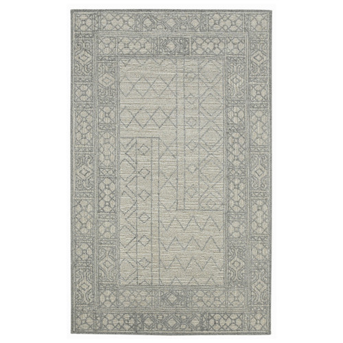 9' X 13' Gray And Ivory Wool Southwestern Hand Hooked Area Rug