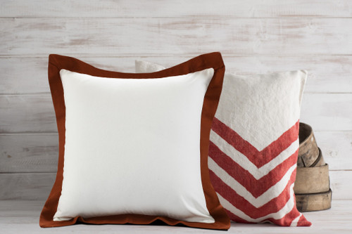 20" White And Brown Color Block Cotton Throw Pillow Cover