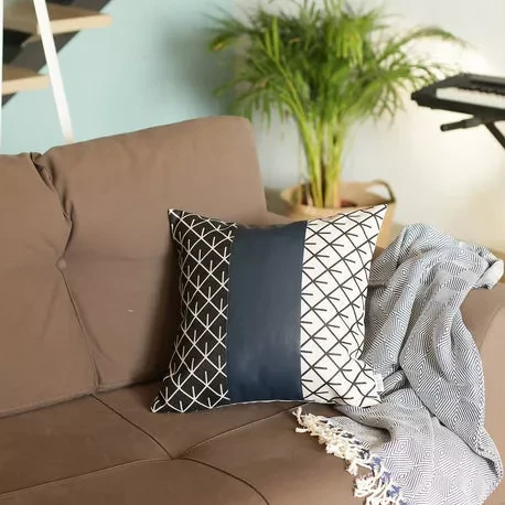 Bohemian Vegan Faux Leather Throw Pillow Covers
