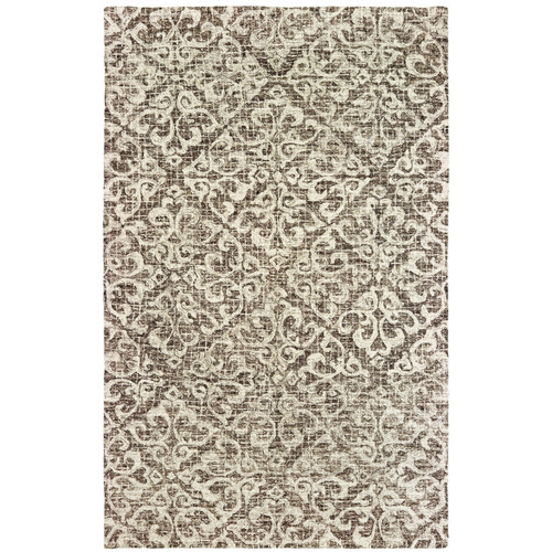 10' X 13' Brown And Ivory Wool Floral Hand Tufted Area Rug